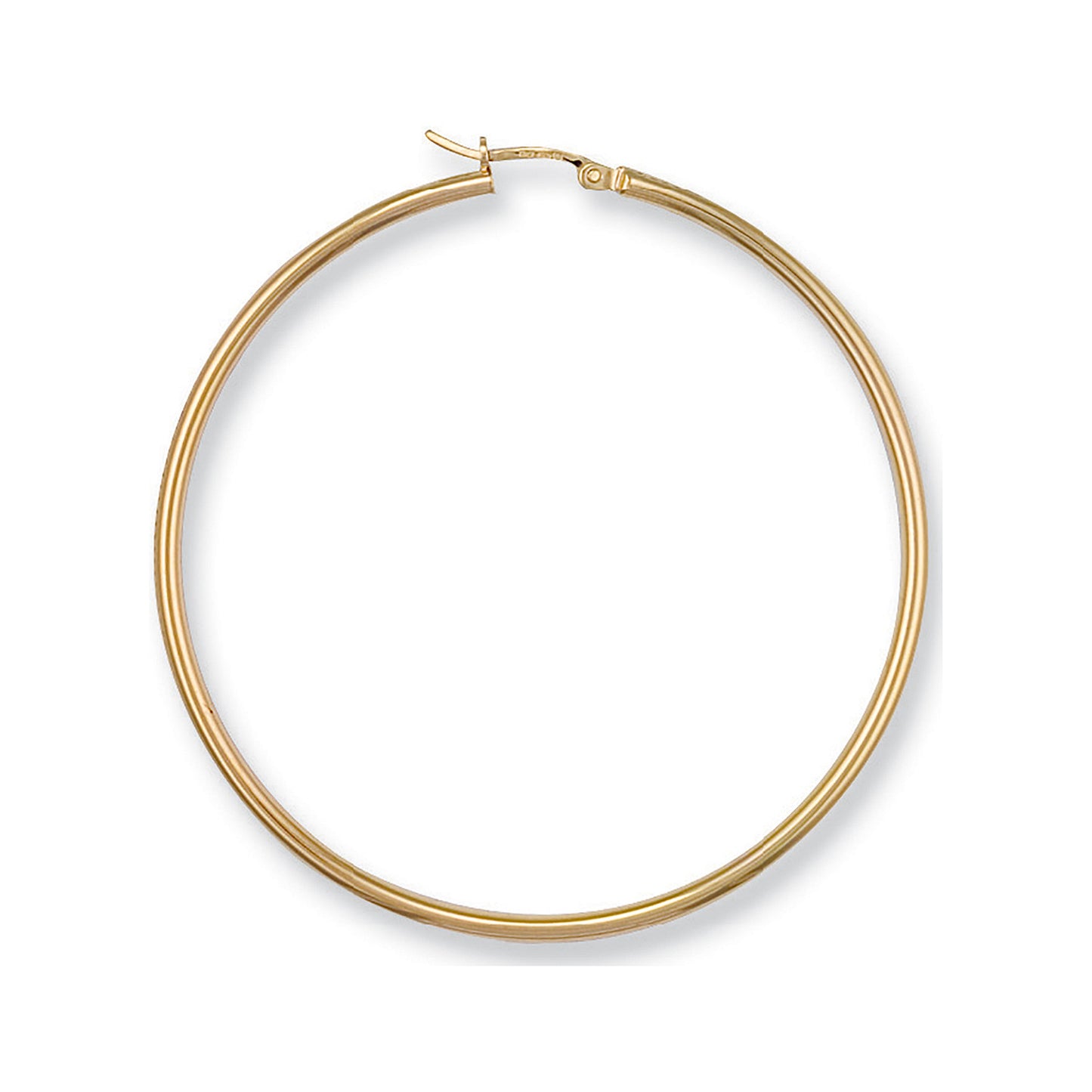 Yellow Gold 50mm Round Tube Hoop Earrings - 9ct Gold