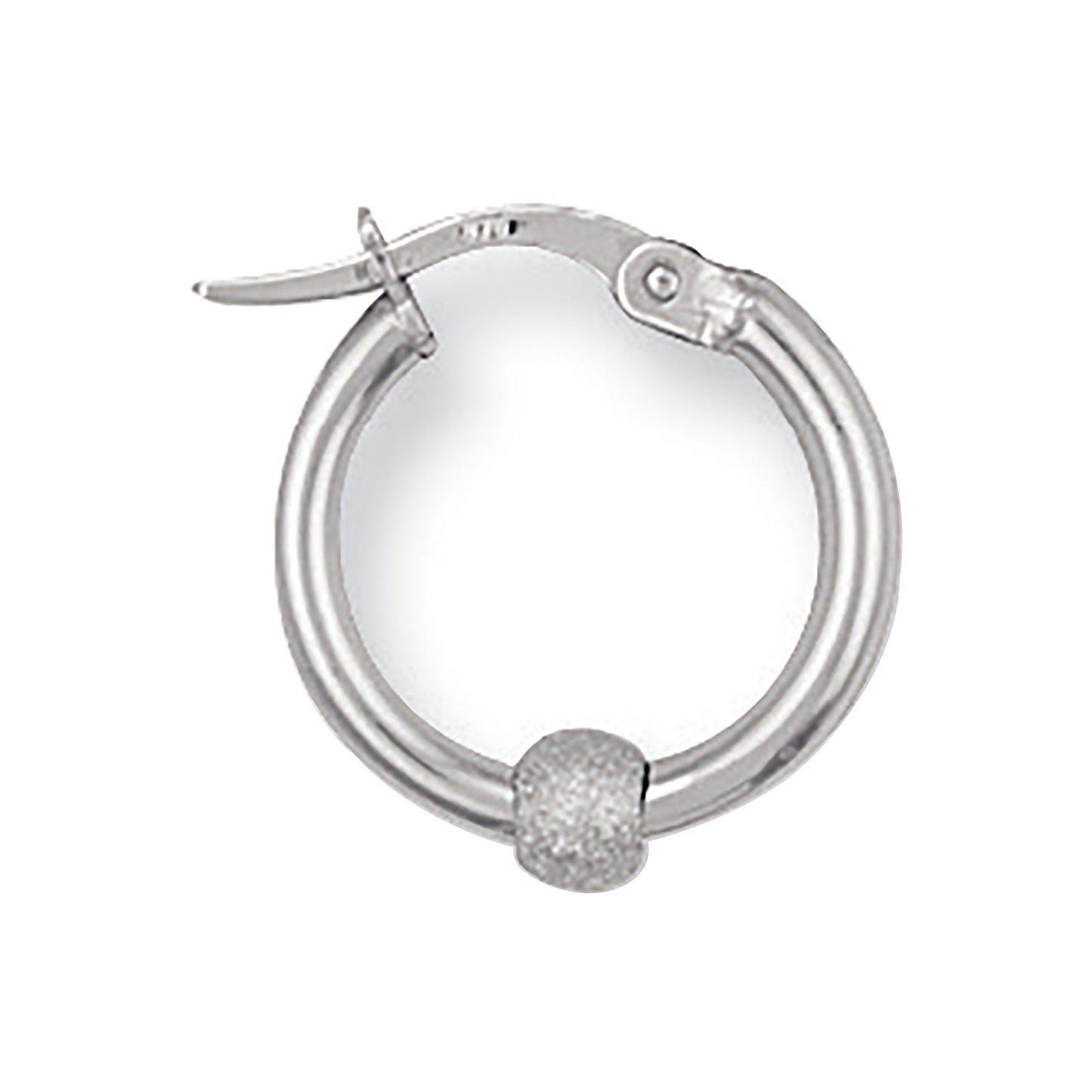 White Gold 17mm Glitter Ball Hoop Earrings - 9ct Gold