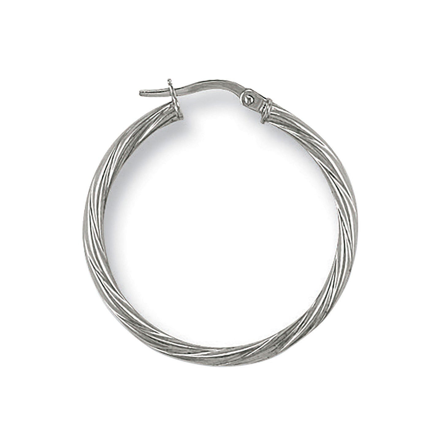 White Gold 29mm Twisted Hoop Earrings - 9ct Gold