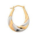 Yellow & White Gold Oval Hoop Earrings