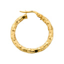 Yellow Gold 25.8mm Fancy Hoop Earrings