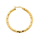 Yellow Gold 36mm Fancy Hoop Earrings
