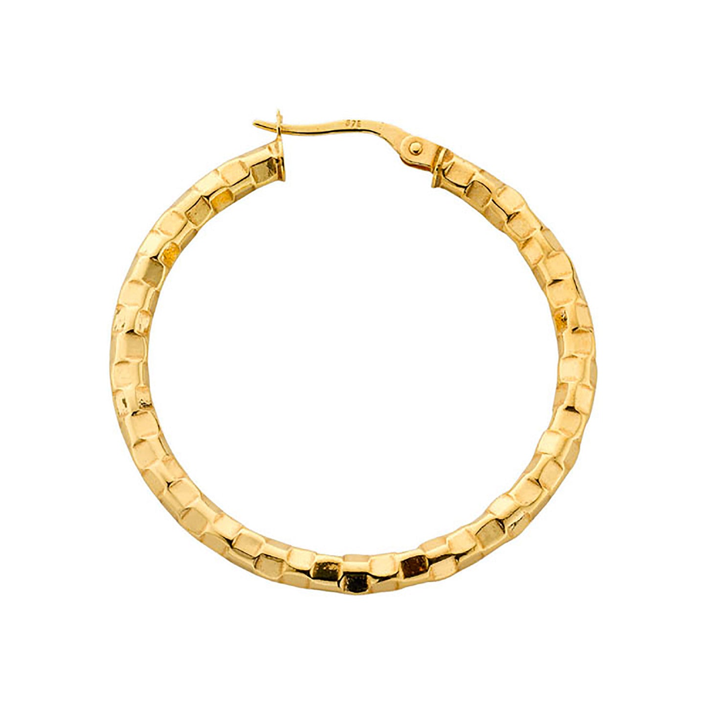 Yellow Gold 36mm Fancy Hoop Earrings - 9ct Gold