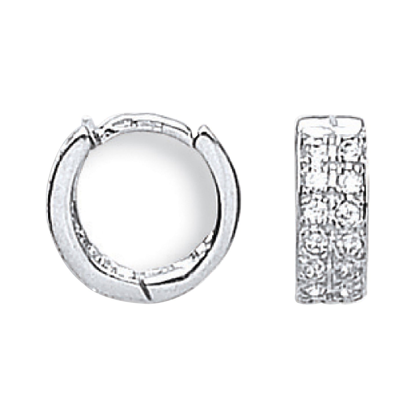 White Gold 12mm Cubic Zirconia Huggies - 9ct Gold