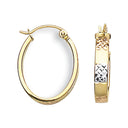 Yellow White & Rose Gold D/C Oval Creoles
