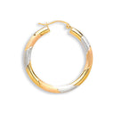 Yellow White & Rose Gold D/C 30mm Hoop Earrings