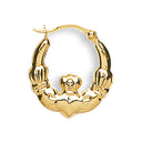 Yellow Gold Claddagh Creoles