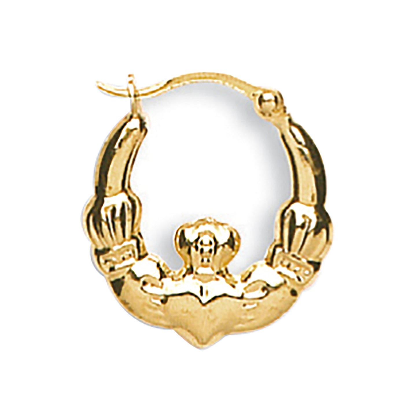 Yellow Gold Claddagh Creoles - 9ct Gold