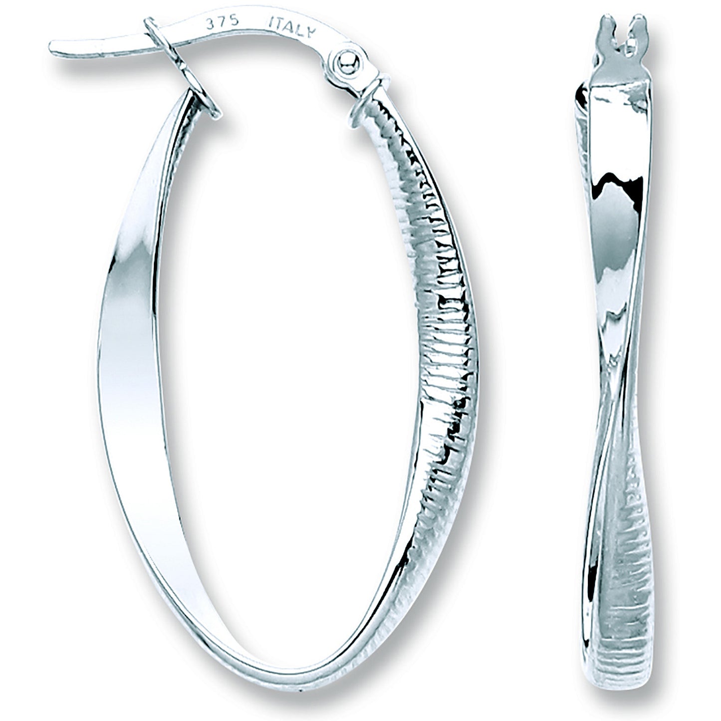White Gold Oval Twist Ribbed & Plain - 9ct Gold