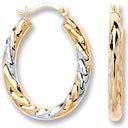 Yellow White & Rose Gold Oval Twist Earrings