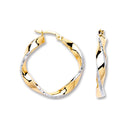 White & Yellow Gold 28mm Twisted Hoop Earrings