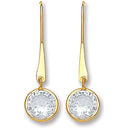 Yellow Gold Cubic Zirconia Drop Hook Style Earrings