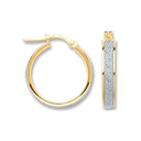 Yellow Gold Glitter Hoop 17mm Earrings