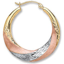 Yellow/White/R Gold 25mm Hoop Earrings