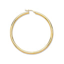 Yellow Gold 55mm Plain Tube Hoop Earrings