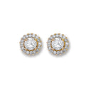 Yellow Gold Cubic Zirconia 7mm Cluster Stud
