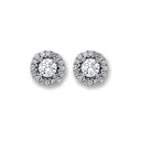 White Gold Cubic Zirconia 7mm Cluster Stud