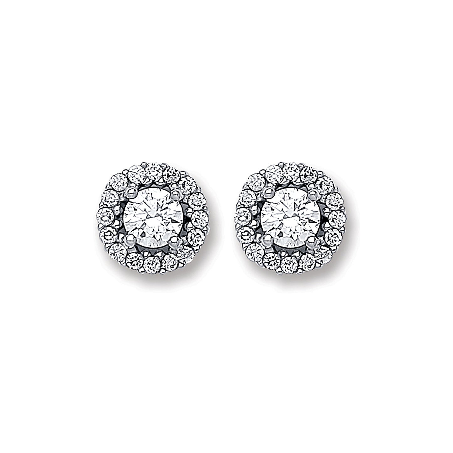 White Gold Cubic Zirconia 7mm Cluster Stud - 9ct Gold