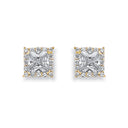 Yellow Gold Princess Cut Cubic Zirconia Centre Stud