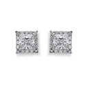 White Gold Princess Cut Cubic Zirconia Centre Stud
