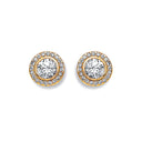 Yellow Gold 9mm Halo Cubic Zirconia Stud