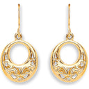 Yellow Gold Hook Drop Heart Earrings