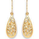 Yellow Gold Hook Oval Drop Earrings