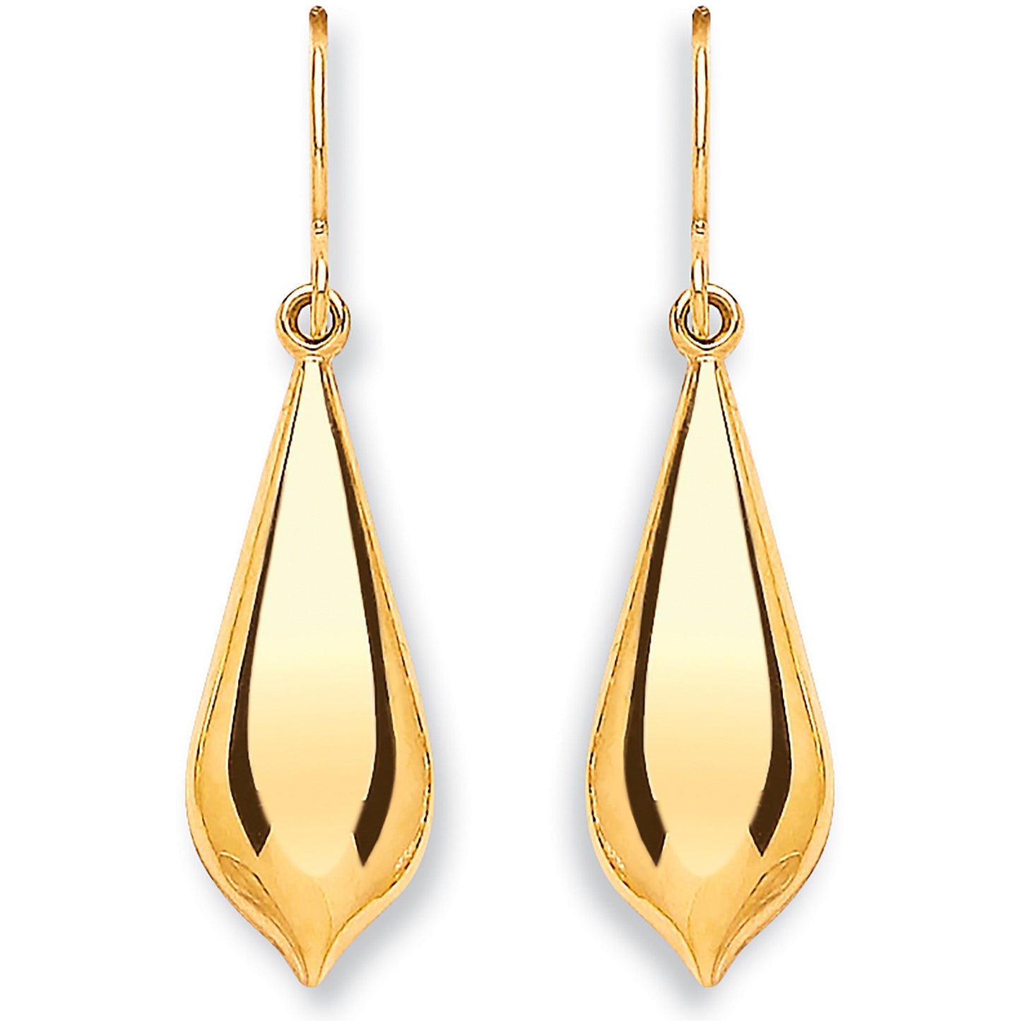 Yellow Gold Pear Shape Drop Earrings - 9ct Gold