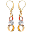 Three Colour Interlink Drop Earrings