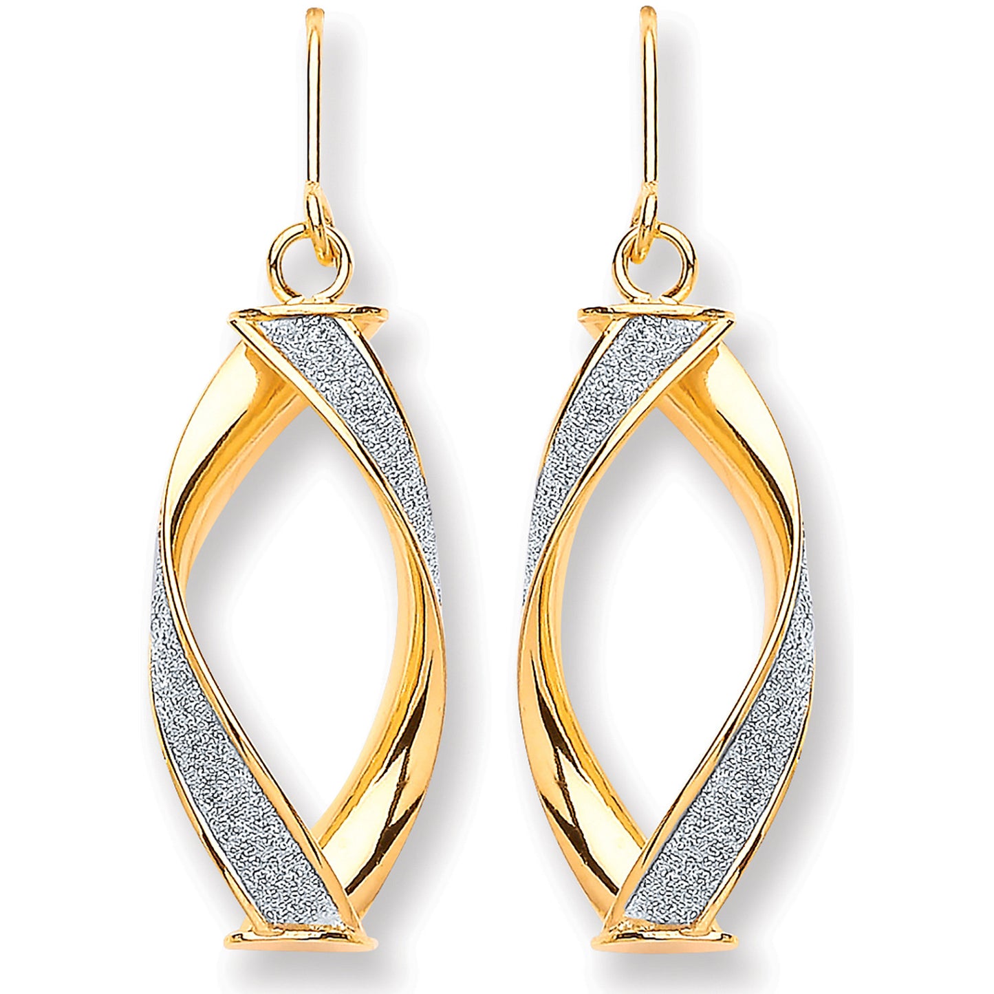 Yellow Gold Twist Glitter Drop Earring - 9ct Gold