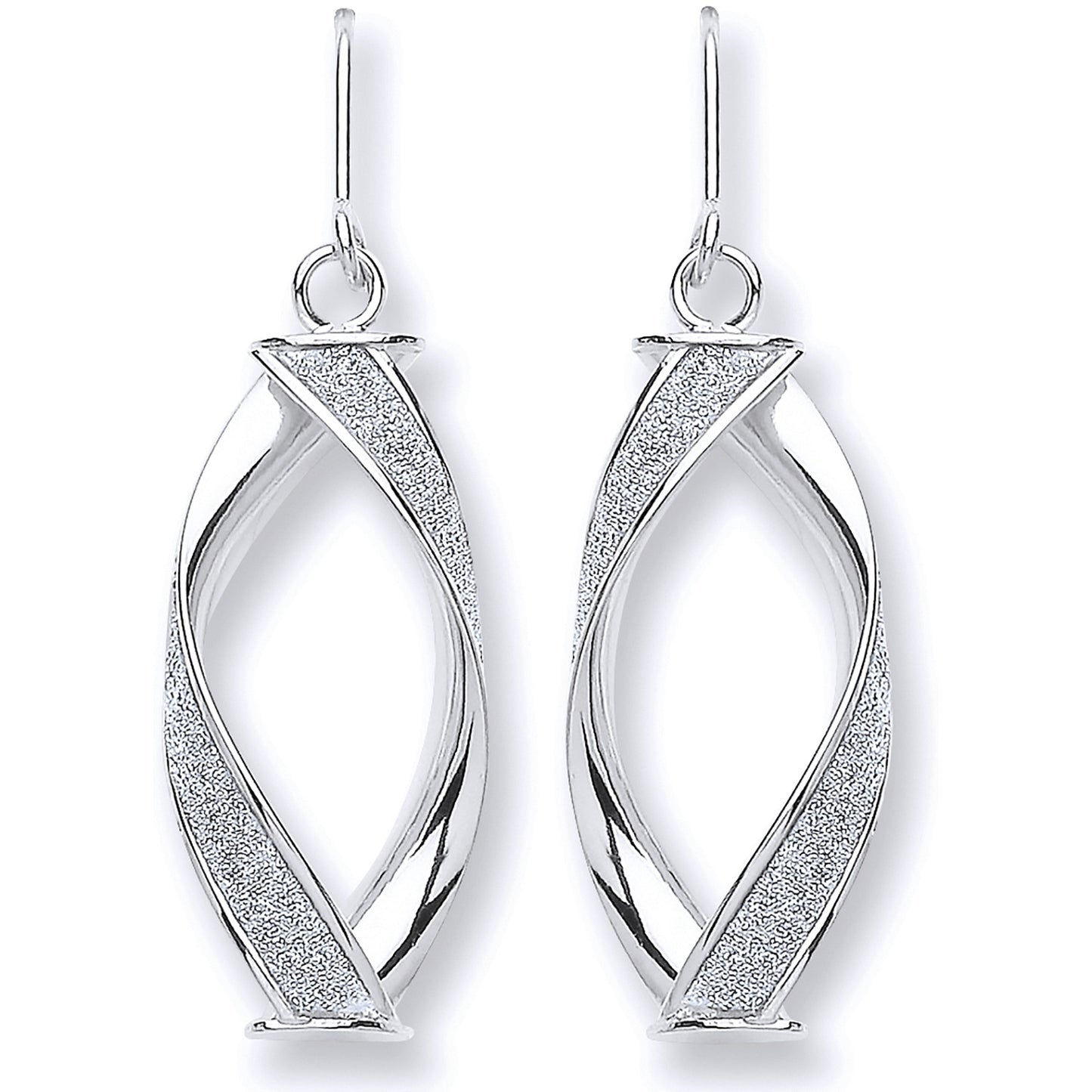 White Gold Twist Glitter Drop Earring - 9ct Gold