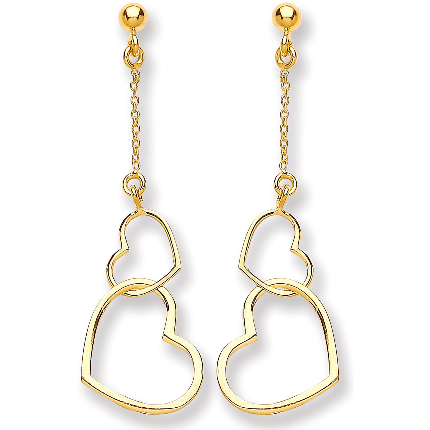 Yellow Gold Heart Drop Earring - 9ct Gold