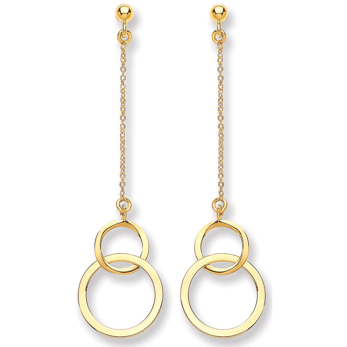 Yellow Gold Circle Drop Earring - 9ct Gold