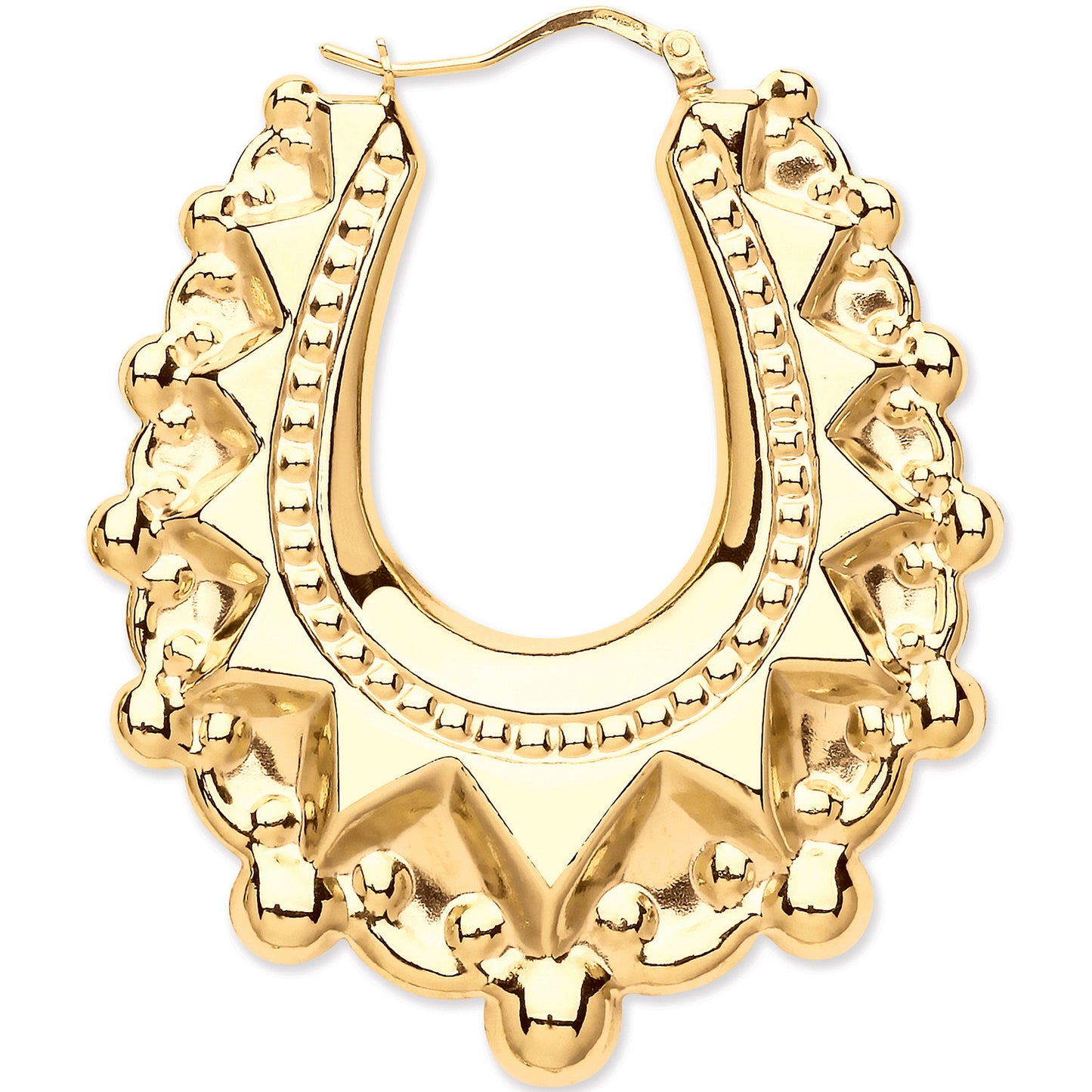 Yellow Gold Large Traditional Creoles Earrings - 9ct Gold