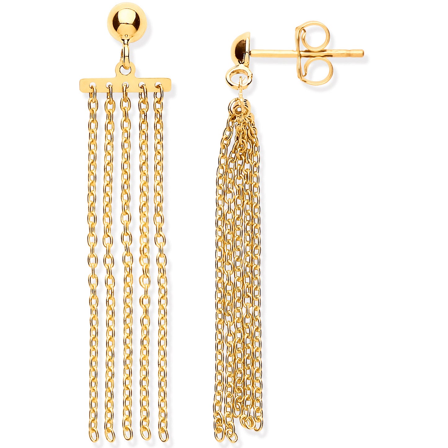 Yellow Gold Tassel Drop Earrings - 9ct Gold