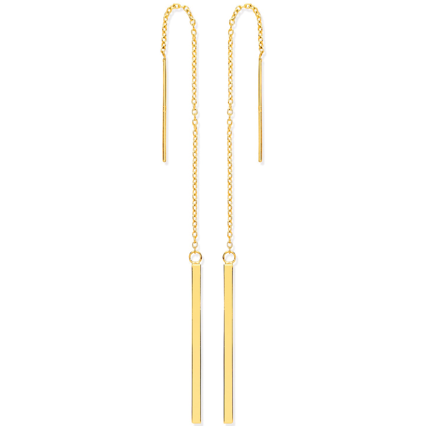 Yellow Gold Chain Drop Threader Earrings - 9ct Gold