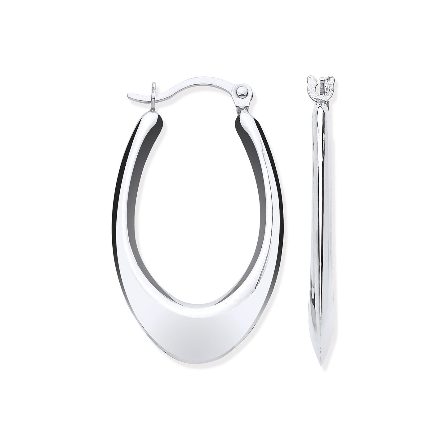 White Gold Hollow Plain Tube Earrings - 9ct Gold
