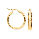 Yellow Gold 18mm Ribbed Hoop Earrings