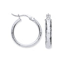 White Gold 18mm Ribbed Hoop Earrings