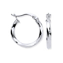 White Gold 16mm Faceted Hoop Earrings
