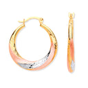 Yellow, White & Rose Gold Twist Hoop Earrings