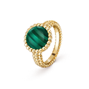 Perlée Couleurs Ring in 18K Yellow Gold with Malachite