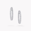Round Diamond Petite Hoop Earrings White Gold