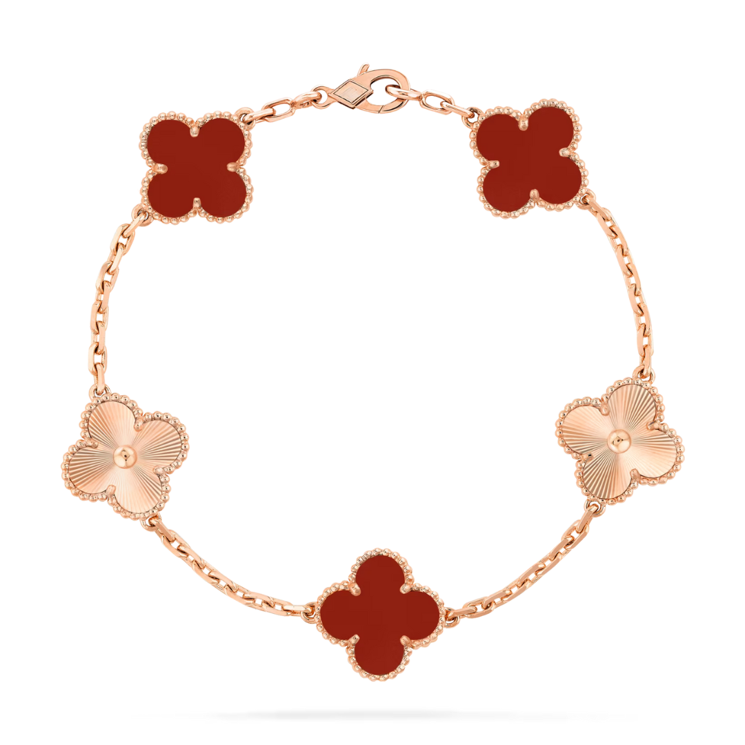 Belle Vante Bracelet 5 Motifs 18K Rose Gold Carnelian