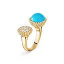Perlée Couleurs Between the Finger Ring in 18K Yellow Gold with Diamonds and Turquoise