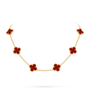 Vintage Alhambra 10 Motifs Necklace in 18K Yellow Gold with Carnelian