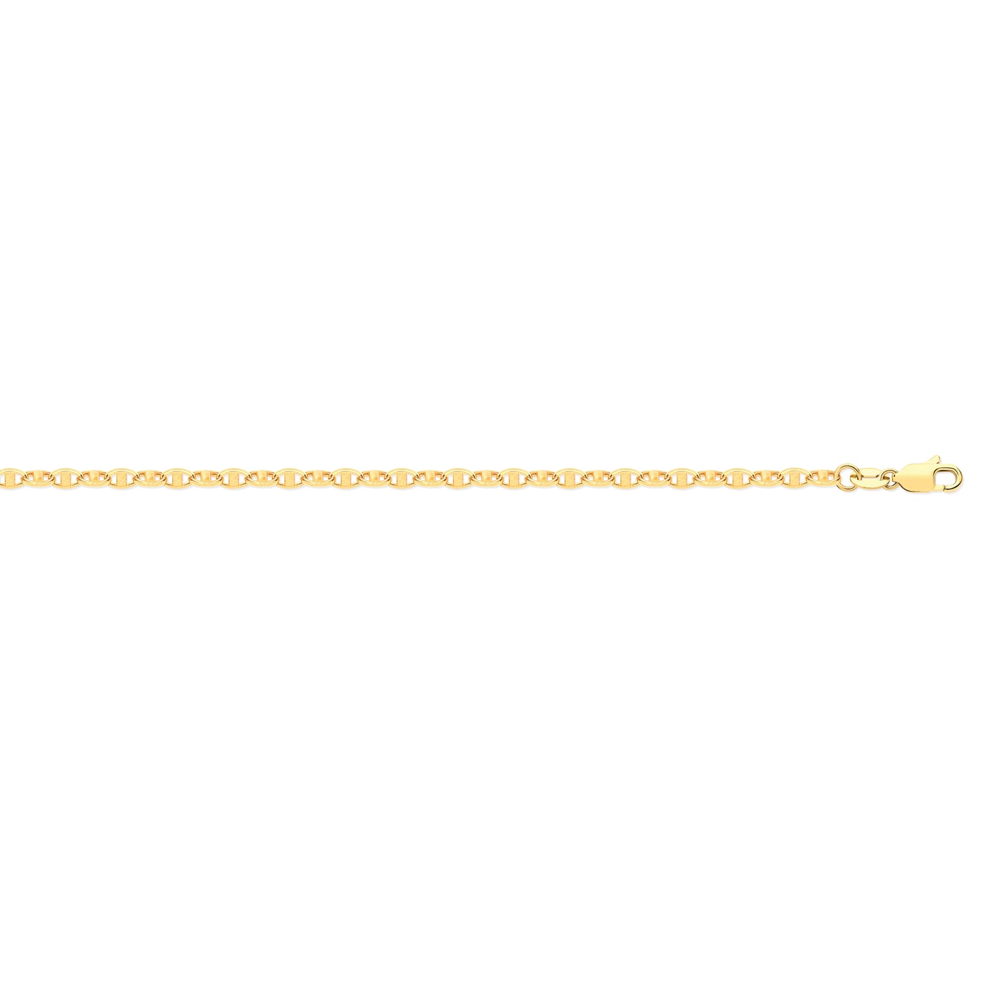 9ct Yellow Gold Hollow Marine 3.4mm Bracelet