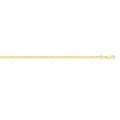 9ct Yellow Gold Hollow Marine 3.4mm Bracelet