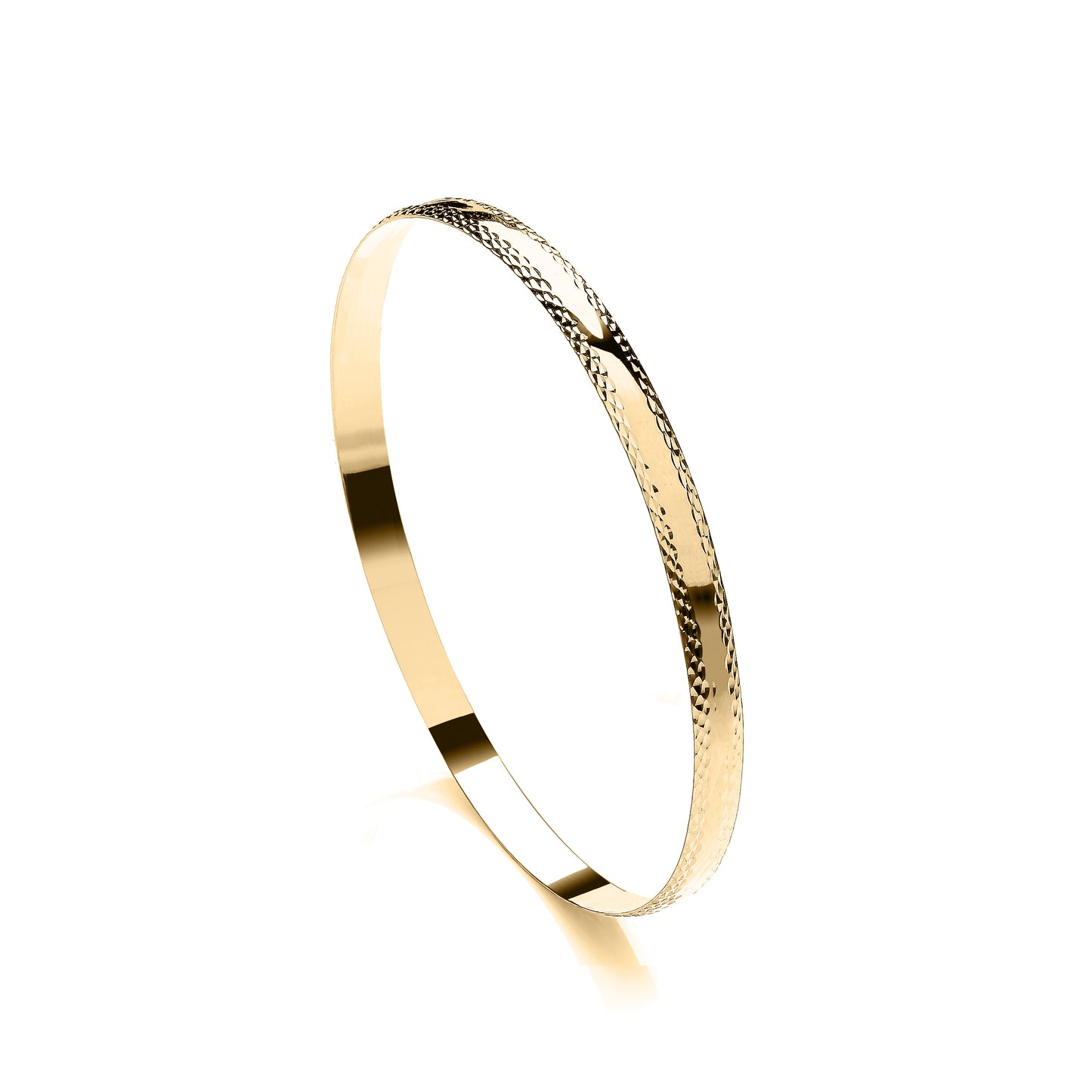 9ct Yellow Gold 6mm D-Profile Diamond Cut Slave Bangle