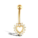 9ct Yellow Gold Cubic Zirconia Heart Belly Bar
